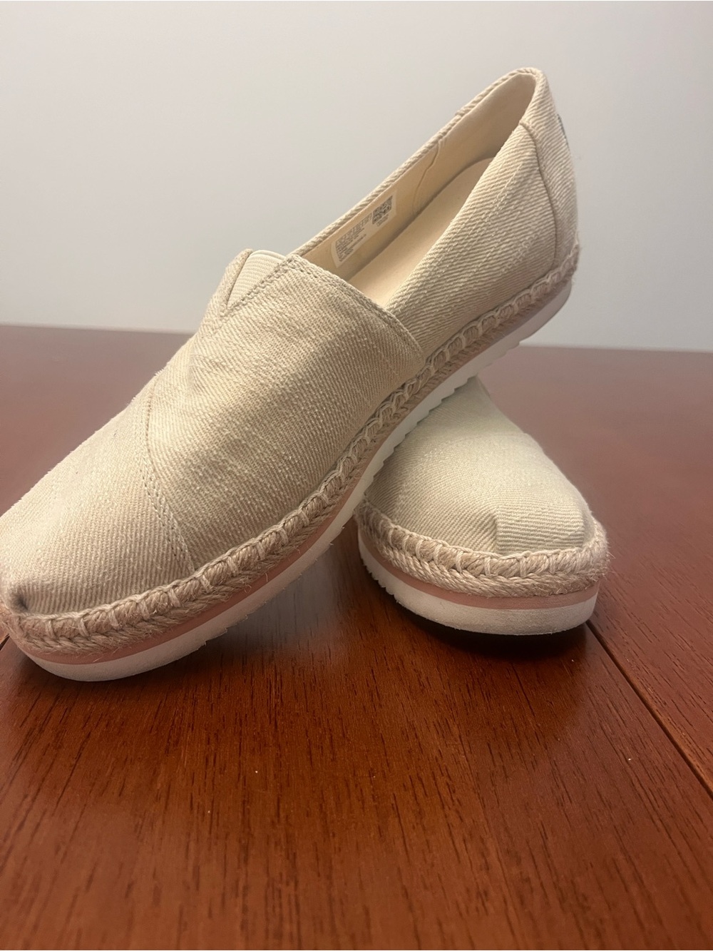 TOMS Woman’s Alpargata platform espadrilles linen Sz 9